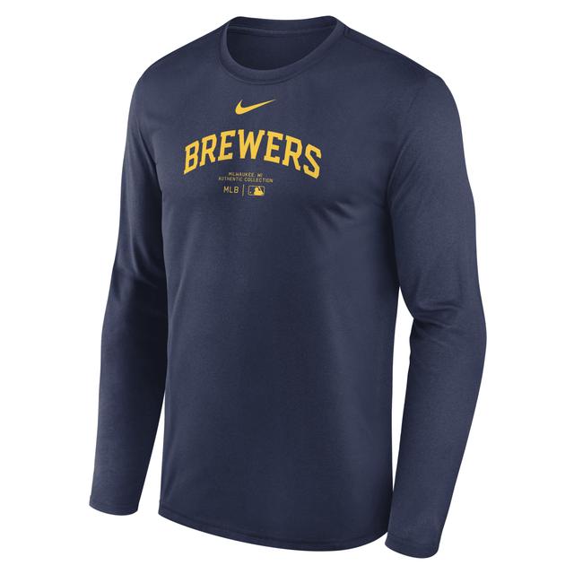 Milwaukee Brewers Authentic Collection Practice Nike Men's Dri-FIT MLB Long-Sleeve T-Shirt Product Image