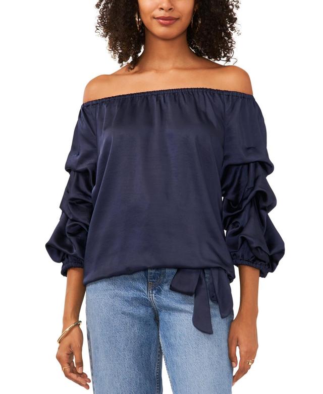 Vince Camuto Womens Off The Shoulder Bubble Sleeve Tie Front Blouse Product Image