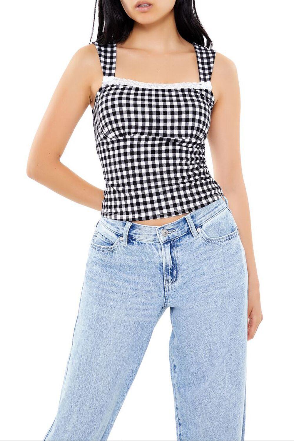 Gingham Lace-Trim Top | Forever 21 Product Image