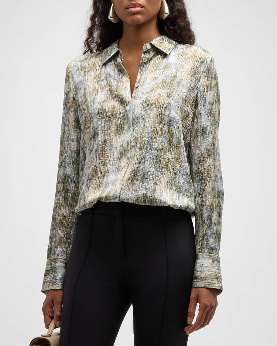 Scottie Abstract-Print Silk Blouse Product Image