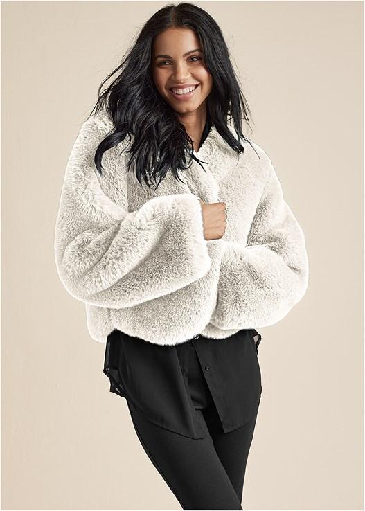 Cropped Faux Fur Jacket Product Image