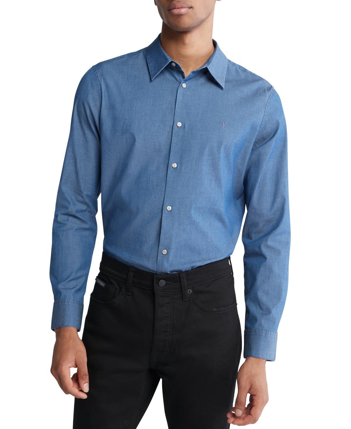 Men's Slim Fit Refined Chambray Long Sleeve Button-Front Shirt Product Image