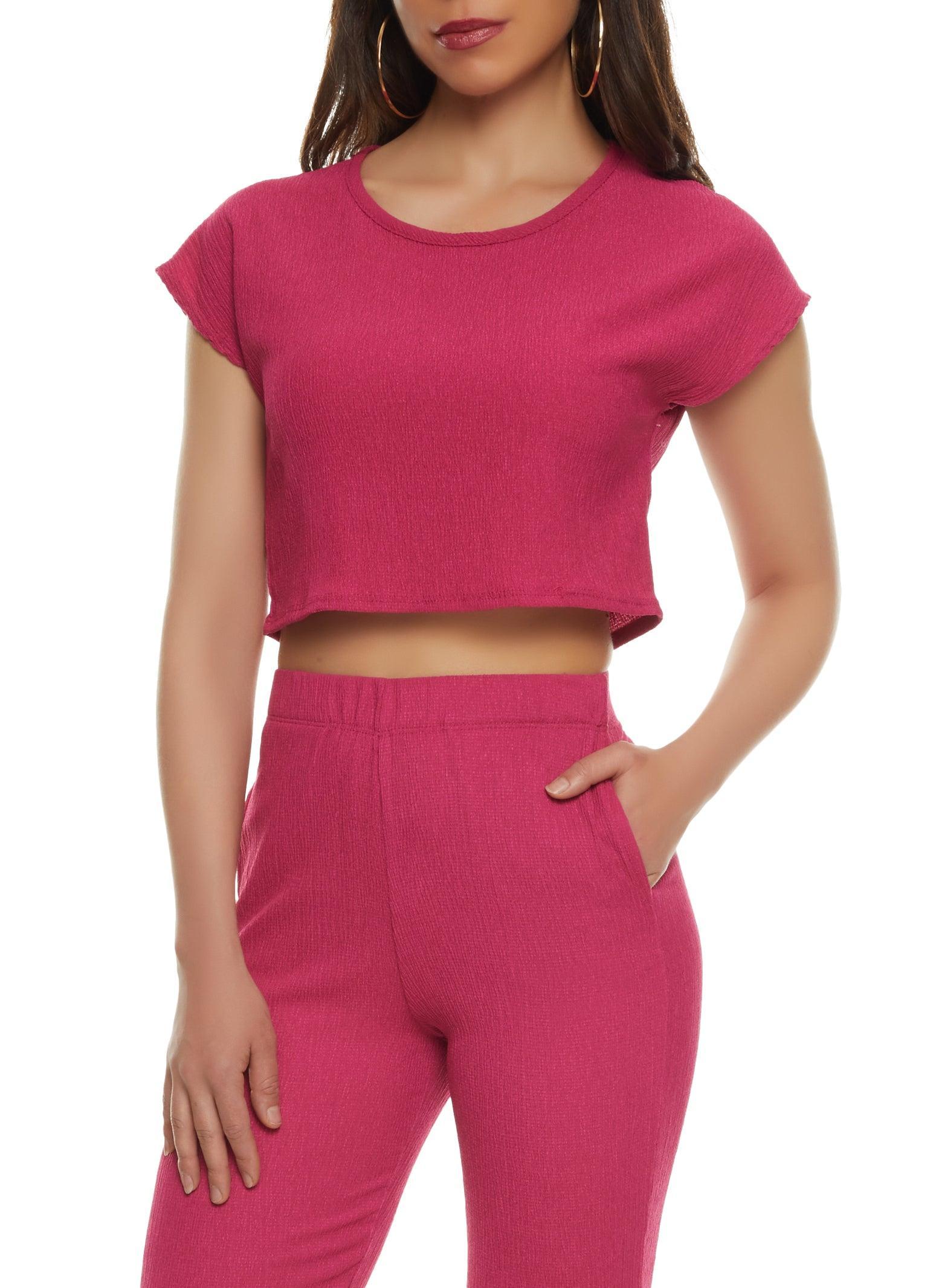 Womens Textured Crop Top Product Image