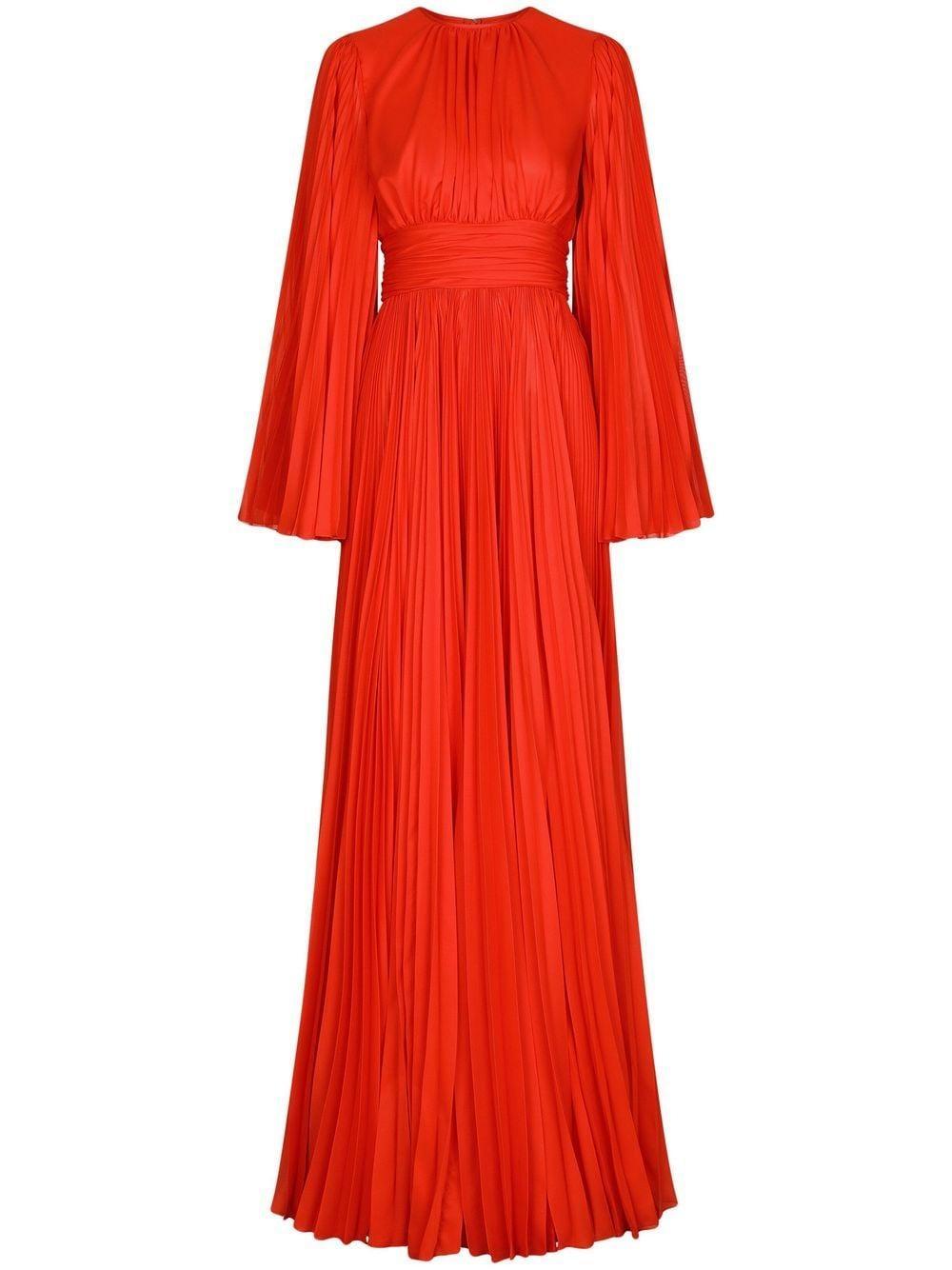 slit-sleeved pleated gown Product Image