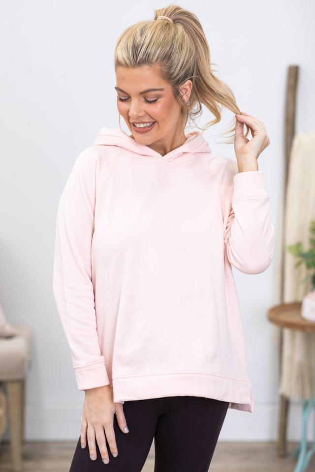 Blush Pullover Hoodie With Side Zipper Product Image