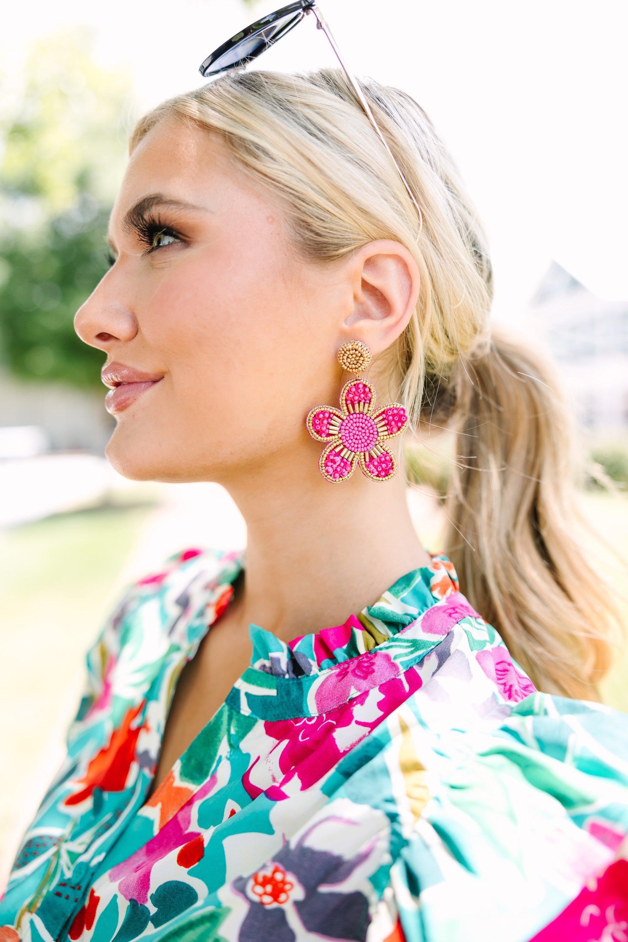 Alright With Me Pink Flower Earrings Female Product Image