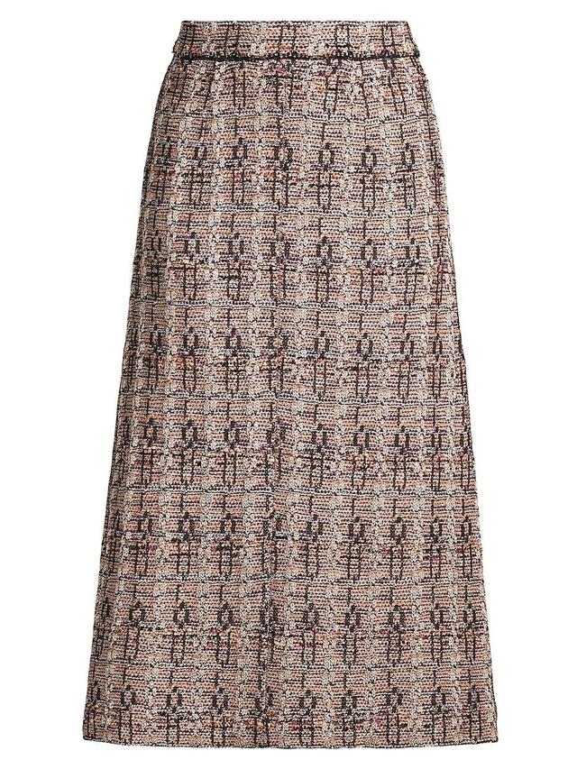 Womens Metallic Tweed Midi Skirt Product Image