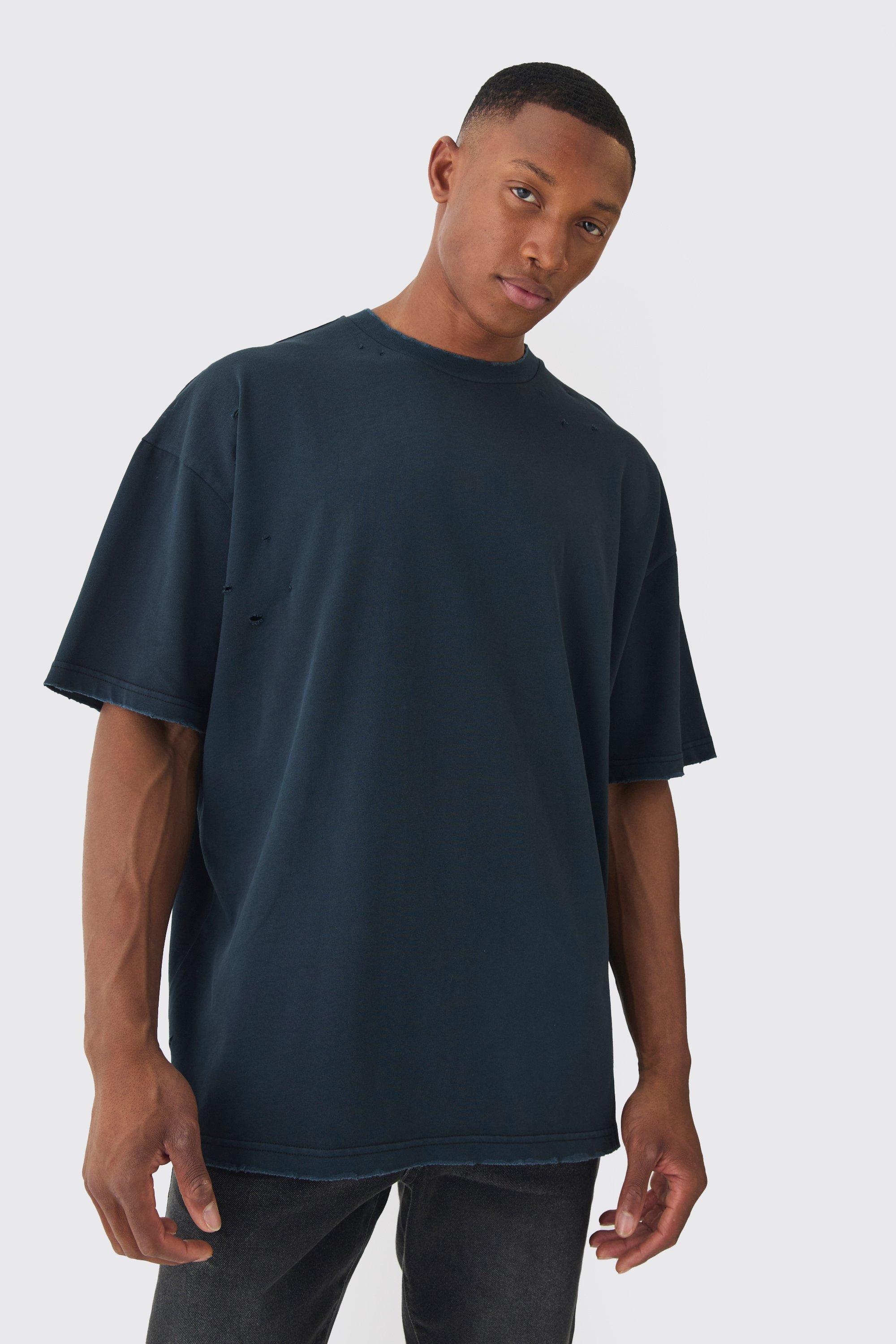 Premium Oversized Top Stitched & Washed T-shirt | boohooMAN USA Product Image