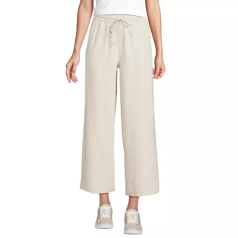 Petite Lands End Sport Pull-On Drawstring Wide Leg Crop Pants, Womens Rich Brown Product Image