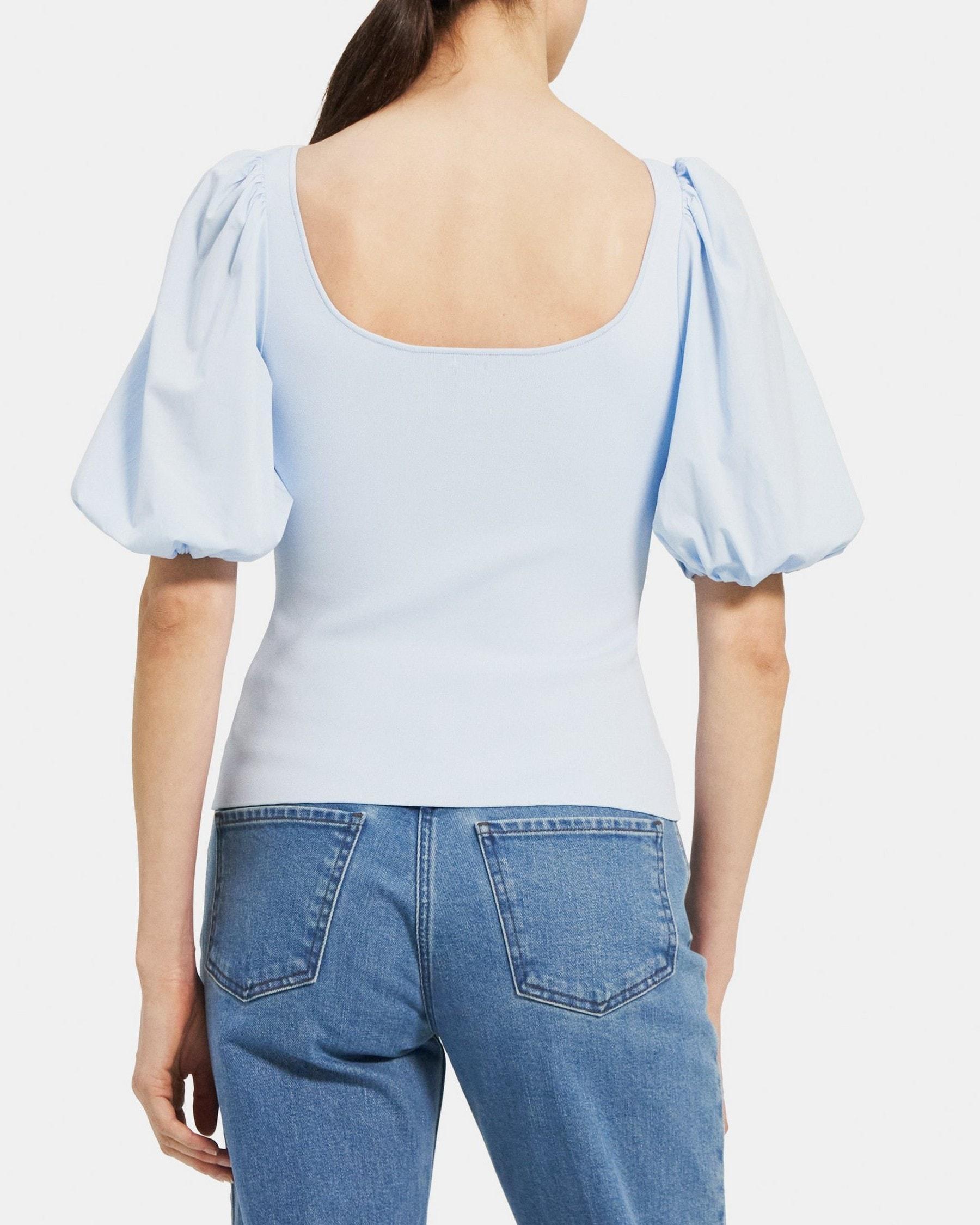 Puff Sleeve Top in Stretch Knit Product Image