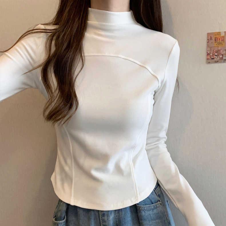 Long-Sleeve Mock Neck Plain Top Product Image