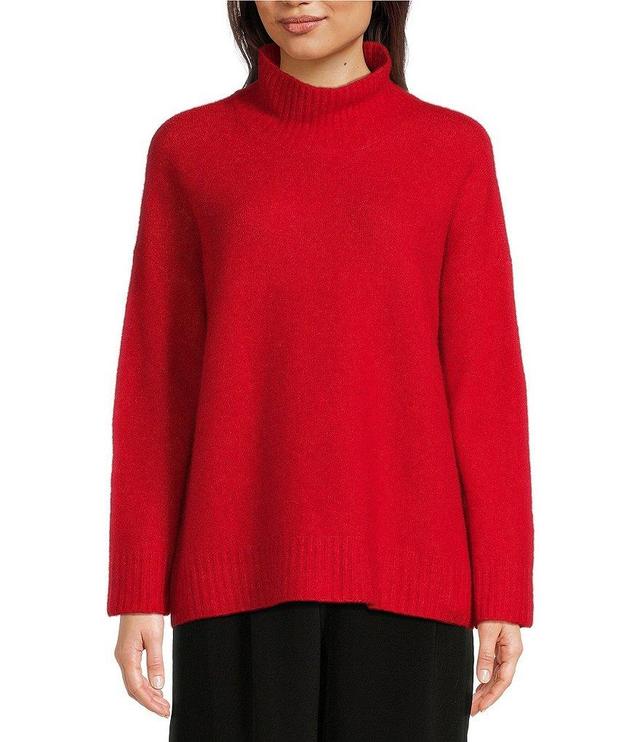 Eileen Fisher Cashmere Silk Boucle Bliss Turtleneck Long Sleeve Boxy Sweater Product Image