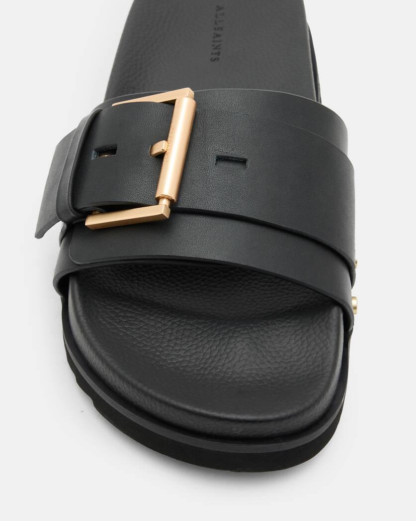 Ellie Studded Buckle Leather Slides Product Image