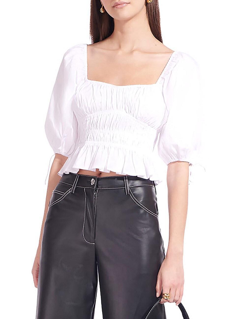 Womens Faye Gathered Puff-Sleeve Top Product Image