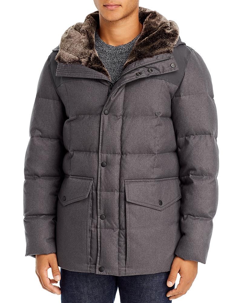 Cole Haan Flannel Down Hooded Jacket Product Image