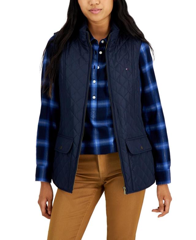 Tommy Hilfiger Womens Quilted Zip Front Vest Product Image