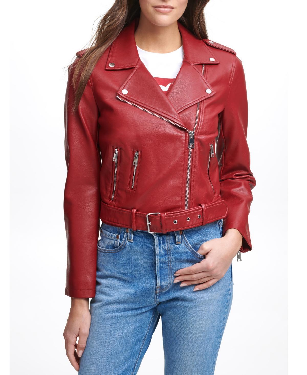 levis Water Repellent Faux Leather Fashion Belted Moto Jacket Product Image