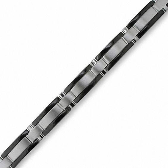 Men's Stainless Steel Bracelet with Black IP - 8.25" Product Image