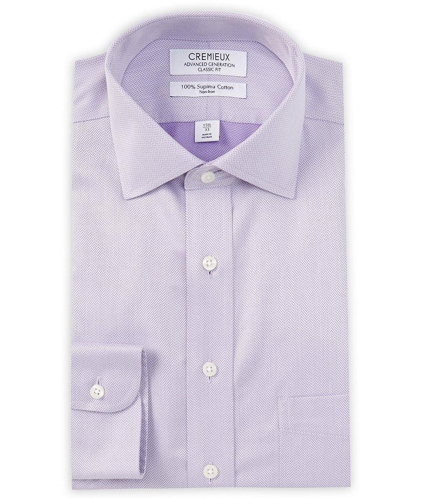 Cremieux Classic Fit Non-Iron Spread Collar Herringbone Pattern Dress Shirt Product Image