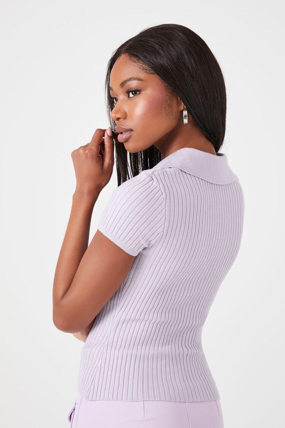 Sweater-Knit Split-Neck Top | Forever 21 Product Image