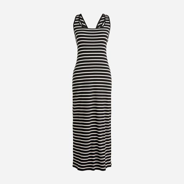 Cross-back midi dress in striped vintage rib Product Image