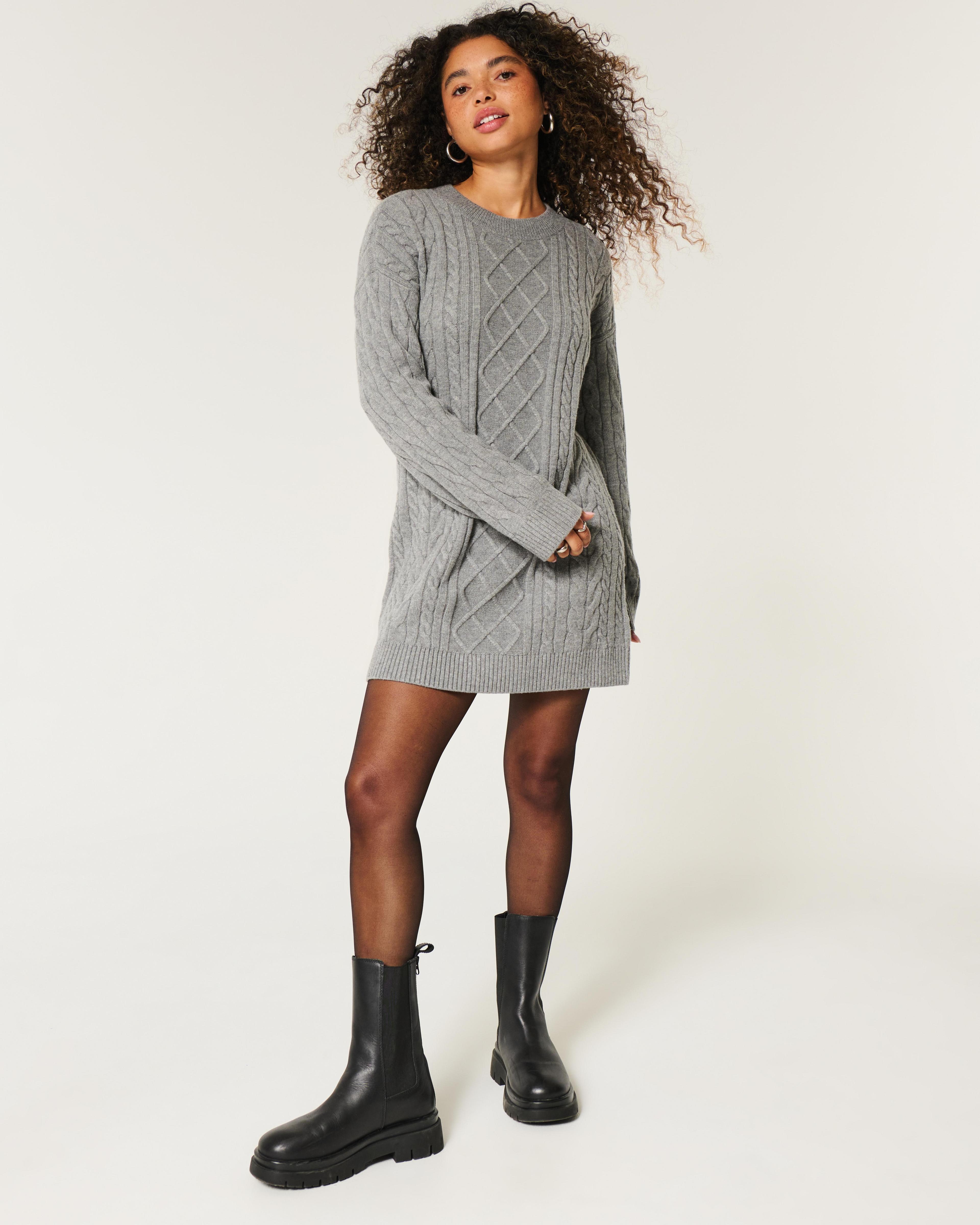 Cozy Cable-Knit Sweater Dress Product Image