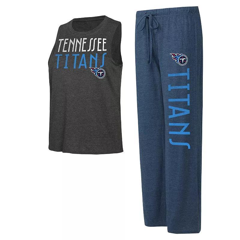 Womens Concepts Sport /Charcoal Tennessee Titans Muscle Tank Top & Pants Lounge Set Blue Product Image