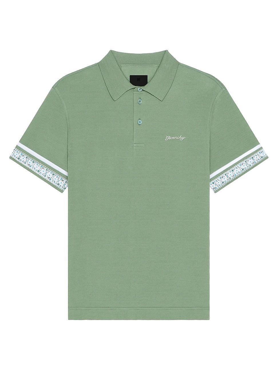 Mens Polo Shirt in Cotton with Floral Detail Product Image