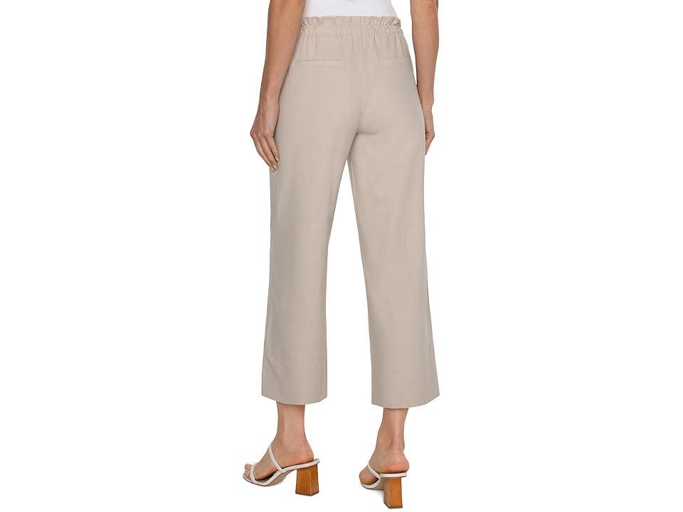 Liverpool Los Angeles Pull On Mid Rise Tie Waist Wide Leg Crop Textured Stretch Woven (Dusty Tan) Women's Dress Pants Product Image