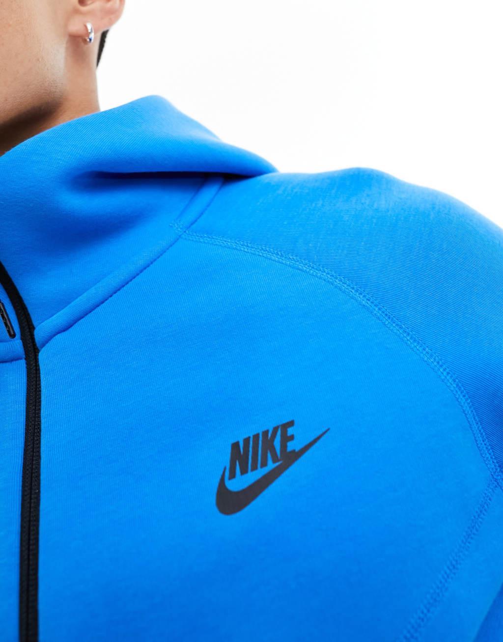 Nike Tech Fleece zip thru hoodie in blue Product Image