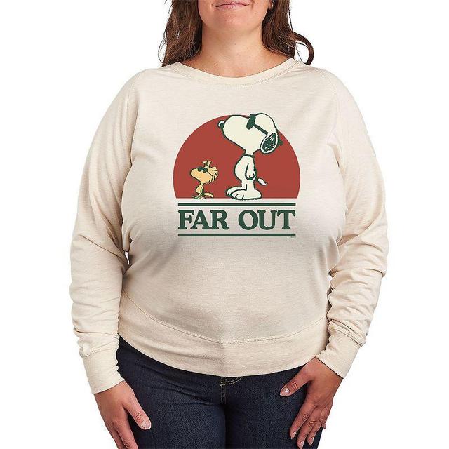 Plus Size Peanuts Snoopy & Woodstock Far Out Lightweight French Terry Sweatshirt, Girls Brown Product Image