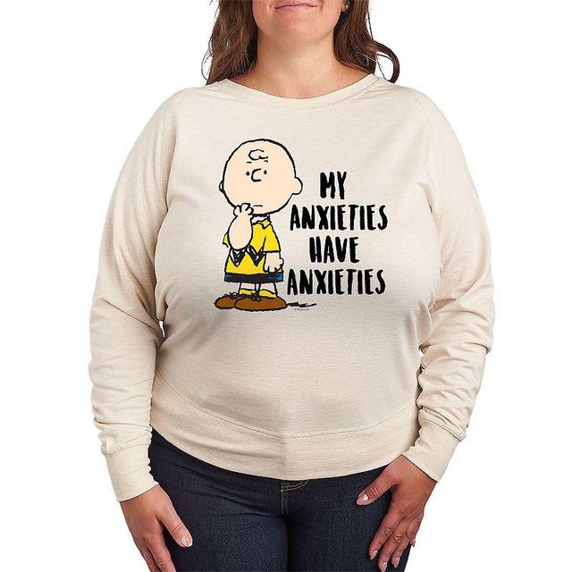 Plus Size Peanuts Charlie Brown Anxieties Lightweight French Terry Sweatshirt, Girls Product Image