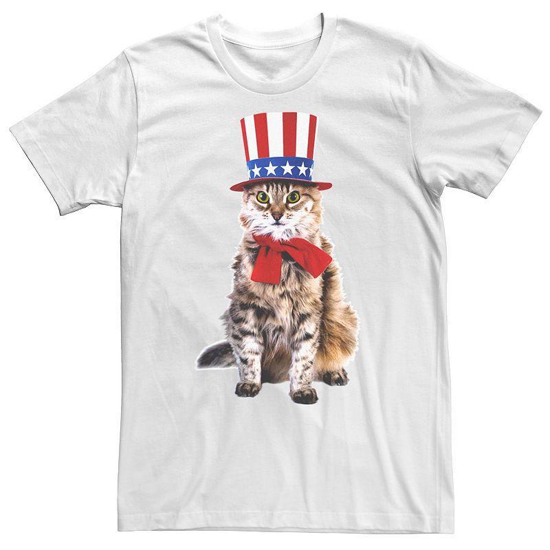 Mens Amoewica Patriotic Cat Portrait Graphic Tee Product Image