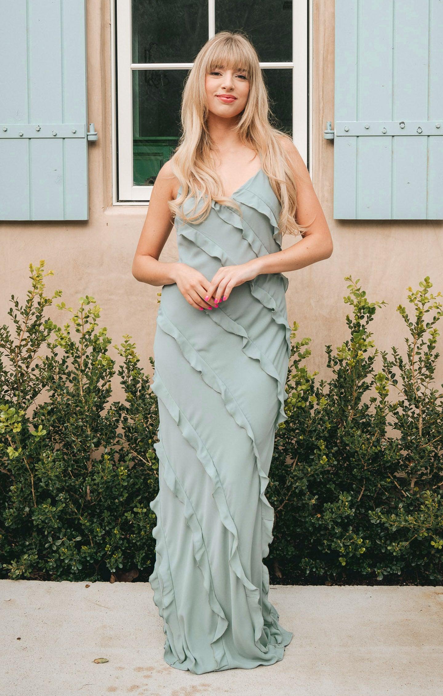 Romance Ruffle Dress ~ Silver Sage Crisp Product Image