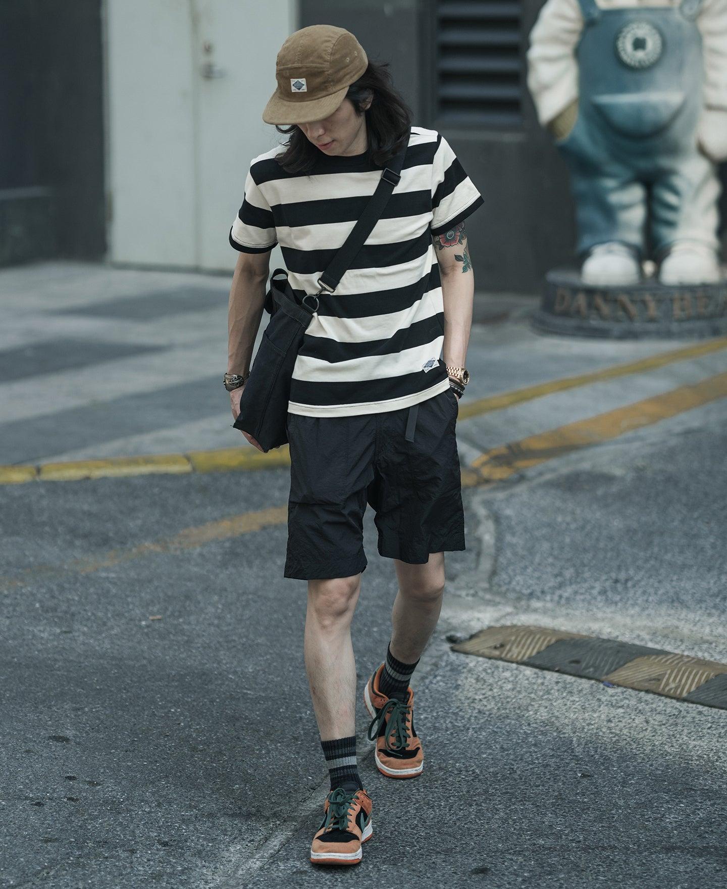 Heavyweight Cotton Wide Striped T-Shirt - Black/White Product Image