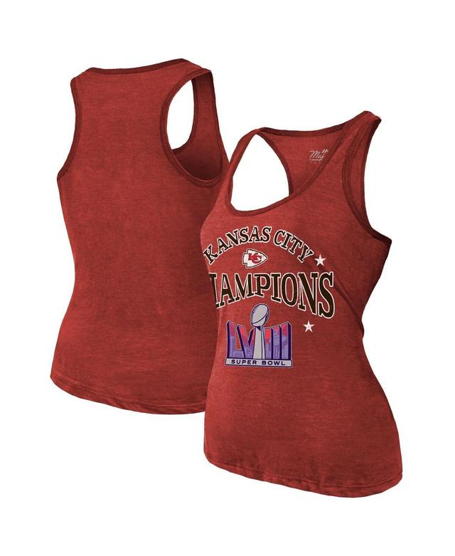 Womens Majestic Red Kansas City Chiefs Super Bowl Lviii Champions Oversized Dunk Racerback Tri-Blend Tank Top Product Image