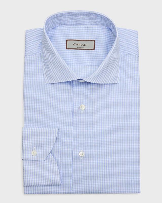 Mens Micro-Check Cotton Dress Shirt Product Image