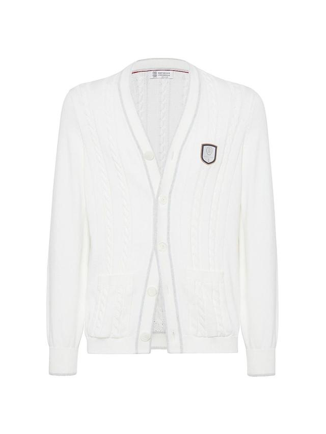 Mens Cotton Cable Knit Cardigan with Tennis Badge Product Image