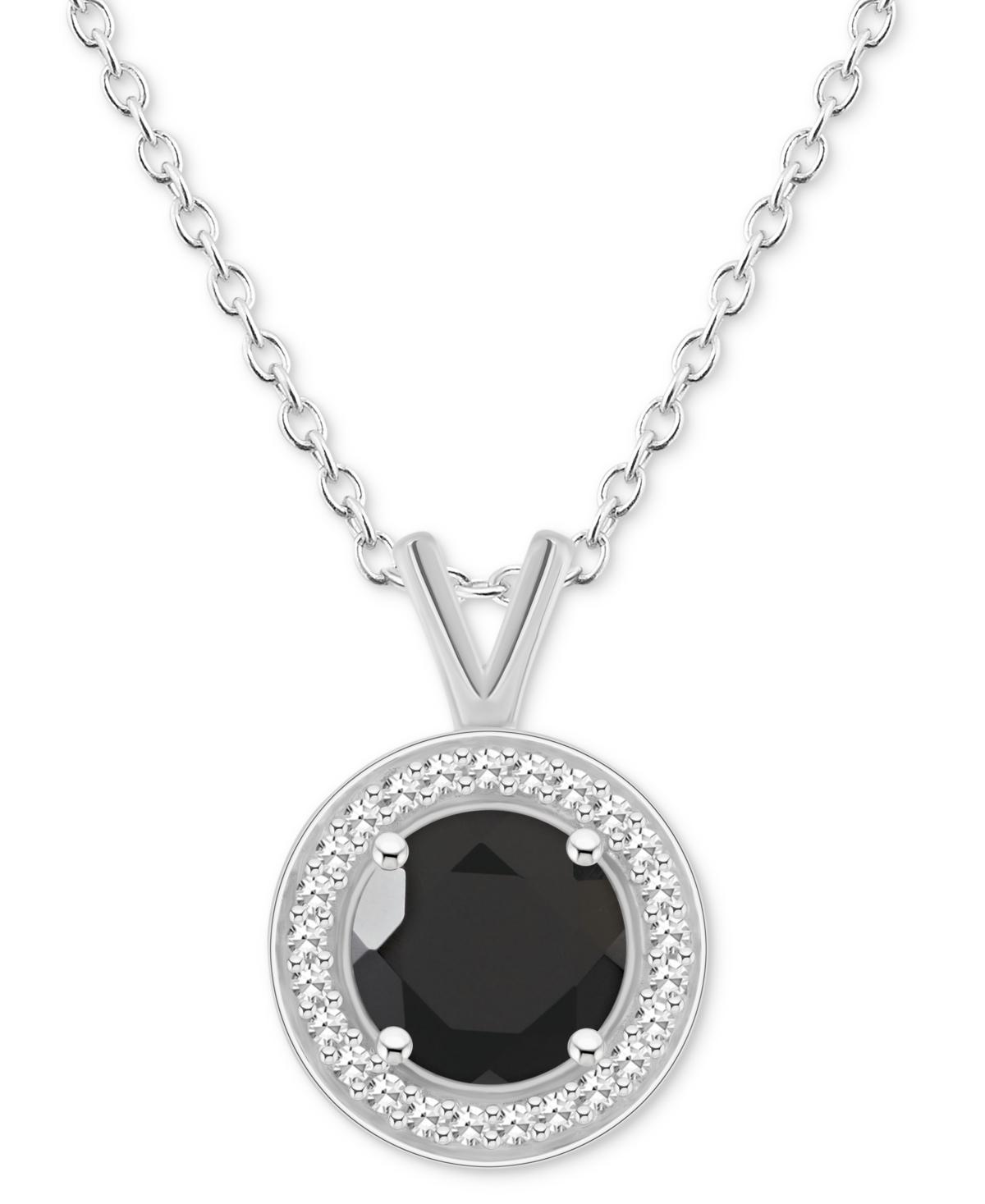 Cultured Freshwater Pearl & Diamond (1/8 ct. t.w.) Halo Pendant Necklace in Sterling Silver (Also in Onyx & Labradorite) - Turquoise Product Image