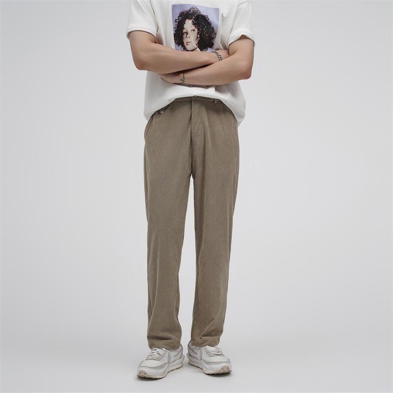 Mid Rise Plain Corduroy Straight Leg Pants product image