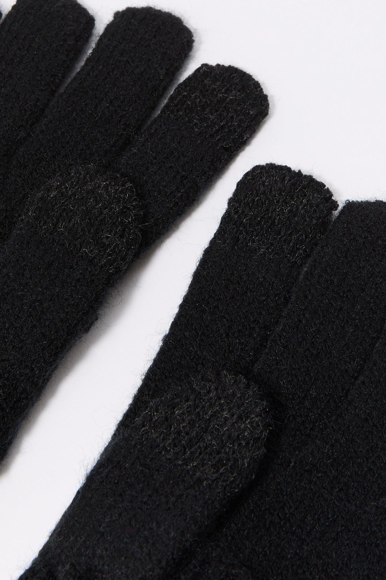 Ribbed Knit Overlay Touch Screen Gloves Female Product Image