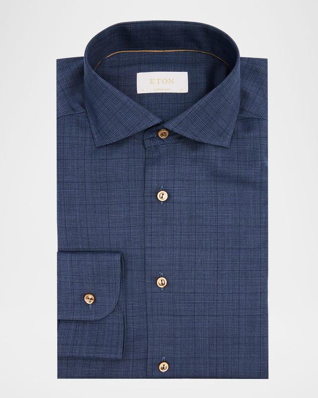 Men's Elevated Wool Micro-Check Modern-Fit Dress Shirt Product Image