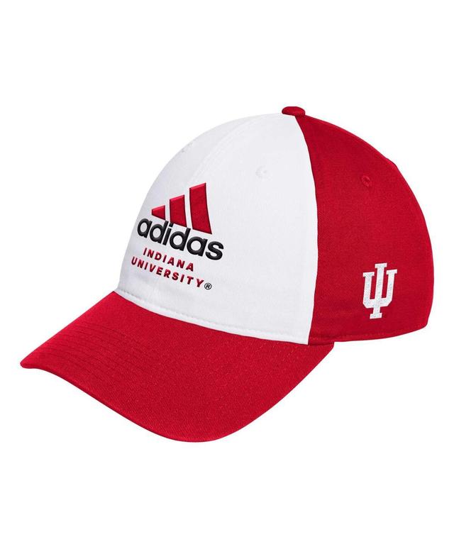 Adidas Mens White Indiana Hoosiers Slouch Adjustable Hat - White, Crimson Product Image