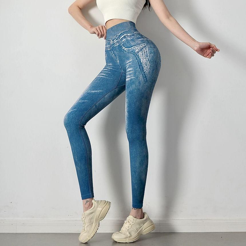 High Waist Washed Jeggings Product Image