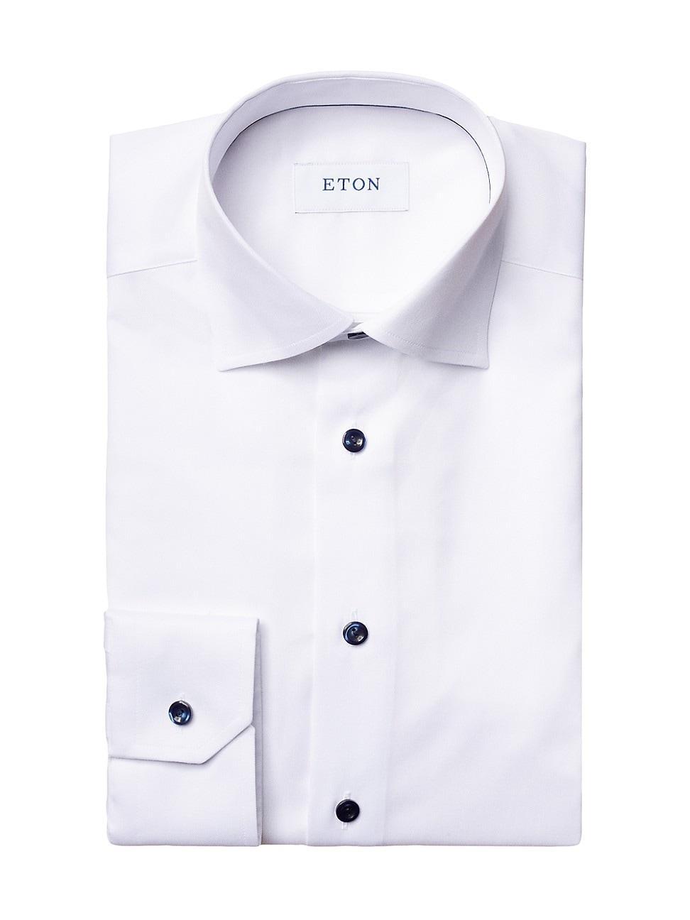 Eton Slim Fit Cotton Twill Dress Shirt with Grey Details Product Image