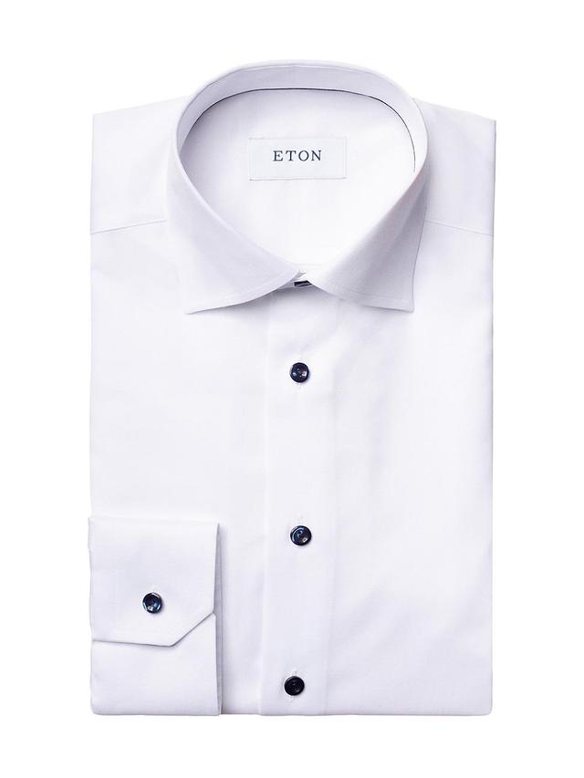 Mens Slim Fit Twill Shirt With Light Blue Buttons Product Image