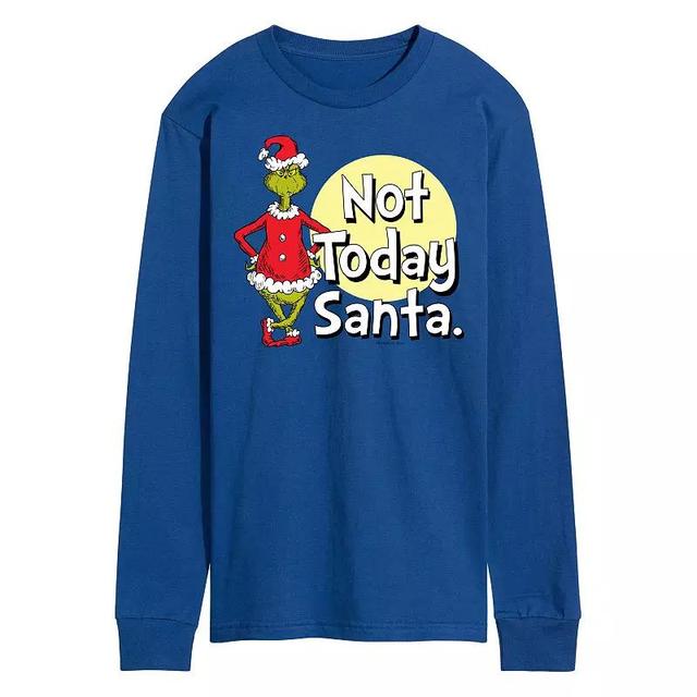 Mens Dr. Seuss Grinch Not Today Santa Long Sleeve Tee Product Image