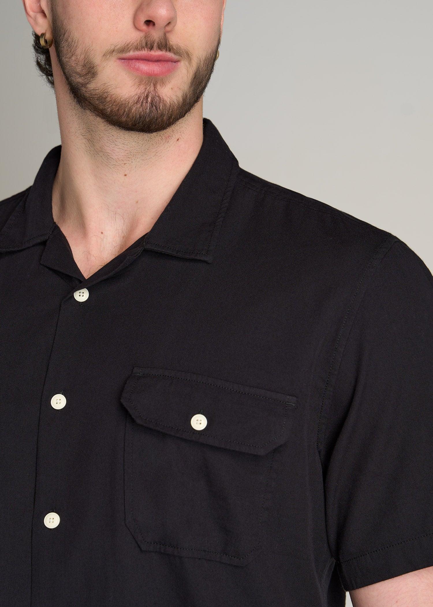 LJ&S Two-Pocket Camp Shirt for Tall Men in Black Product Image