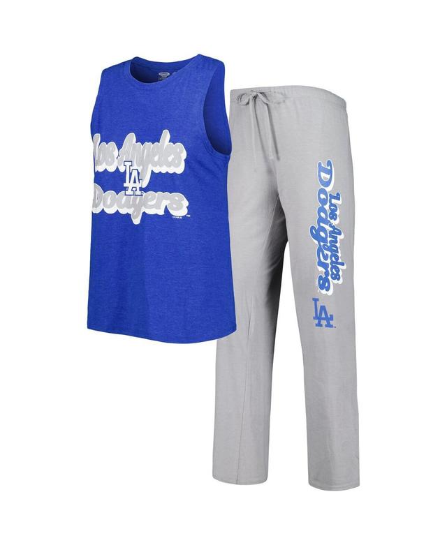 Womens Concepts Sport Gray and Royal Los Angeles Dodgers Wordmark Meter Muscle Tank Top and Pants Sleep Set - Gray Product Image