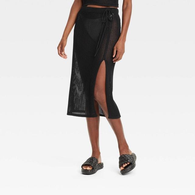 Womens Beach Bungalow Openwork Midi Skirt - A New Day Black XS Product Image